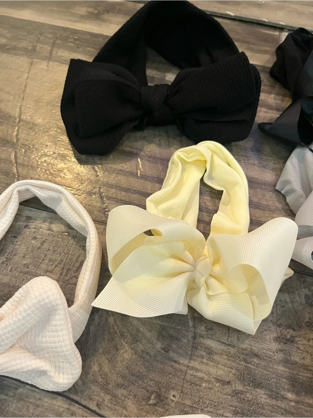 Girls Elastic Bow Headband Set - Neutral Colors